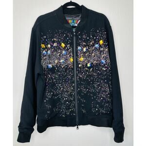 Libertine Black Rhinestone Multicolor Encrusted Zip Jacket XL